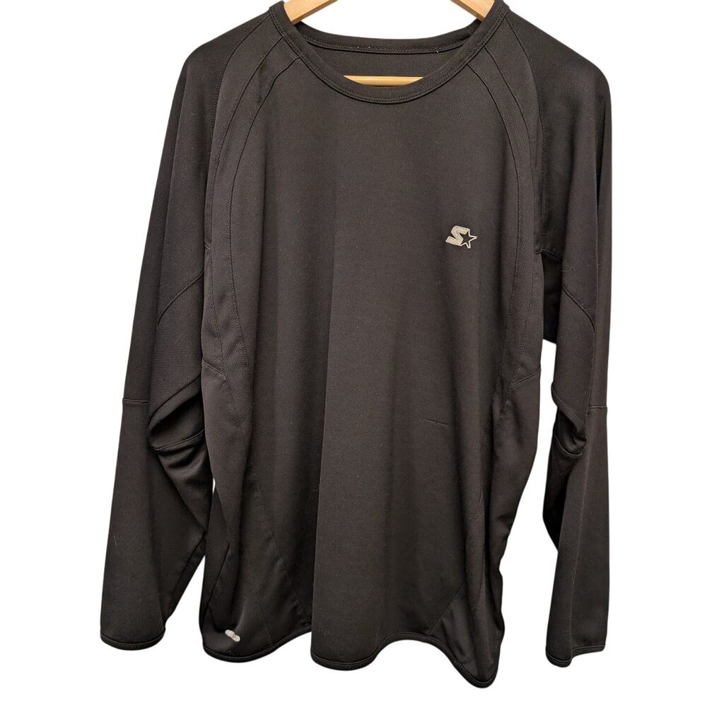 Starter Dri-Star Long Sleeve Athletic Shirt Black Sports Workout Running Mesh
